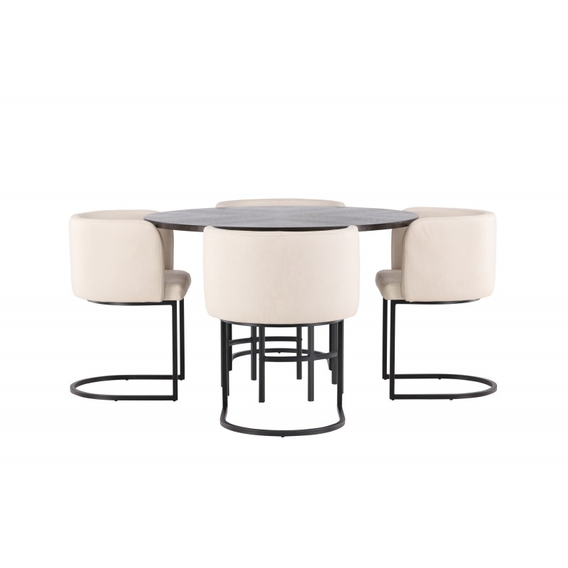 Copenhagen Rundt Spisebordssæt - Beige og Mocca