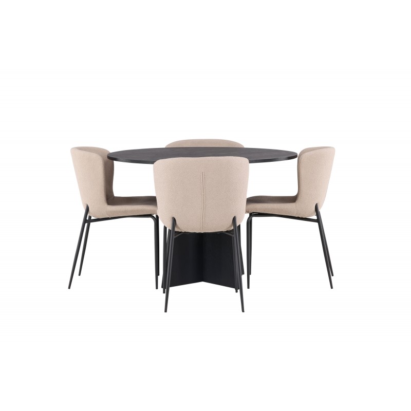 Bootcut Rundt Spisebordssæt  - Sort og Mørkegrå