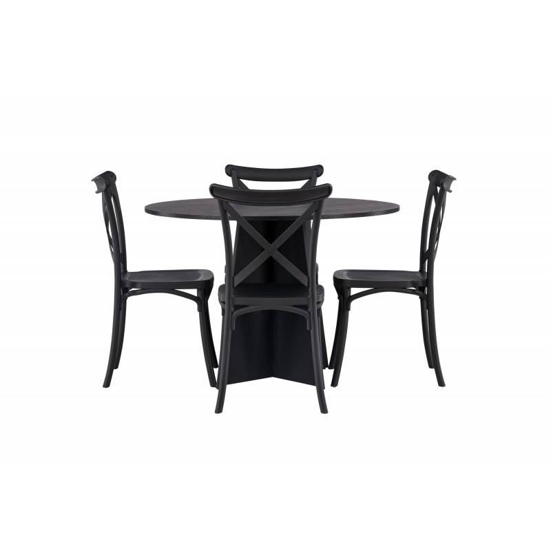 Bootcut Rundt Spisebordssæt - Sort