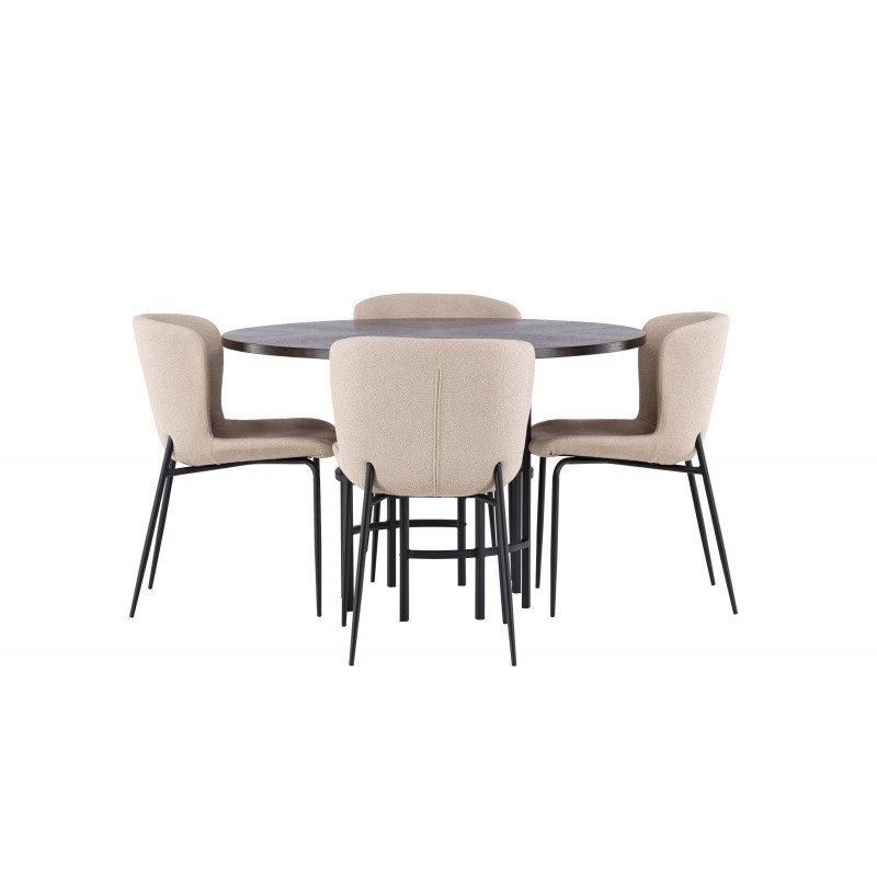 København Rundt Spisebordssæt  - Mørkegrå og Mocca