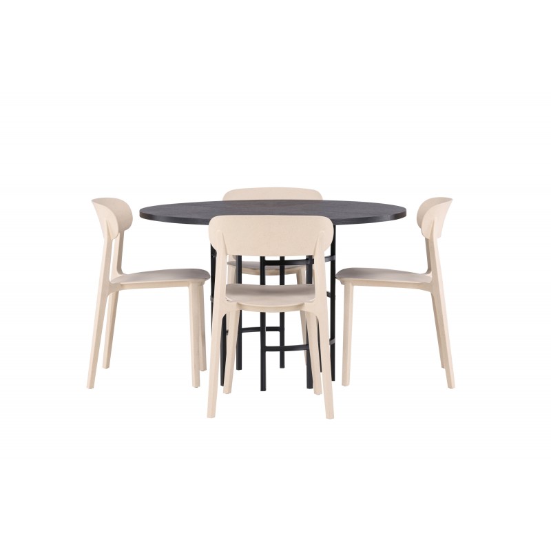 Copenhagen Rundt Spisebordssæt - Beige og Sort