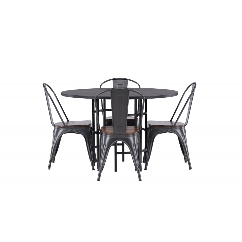 Copenhagen Rundt Spisebordssæt - Sort og Valnød