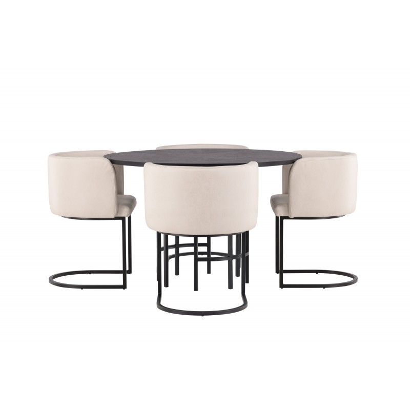 Copenhagen Rundt Spisebordssæt - Beige og Sort
