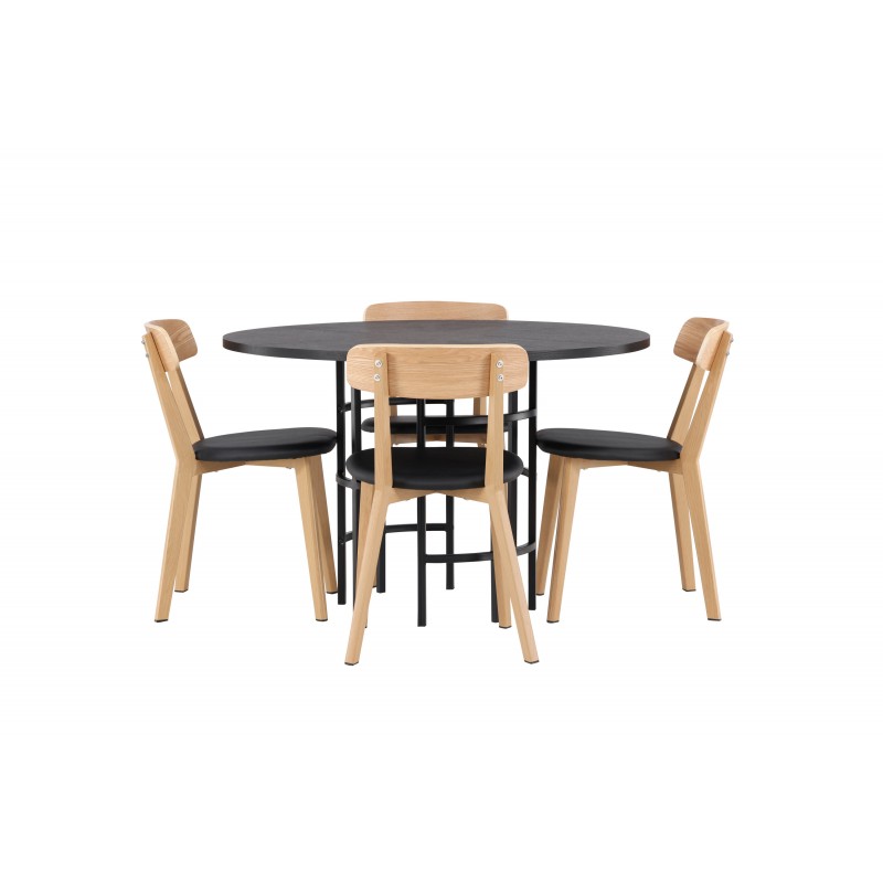 Copenhagen Rundt Spisebordssæt - Sort og Natur