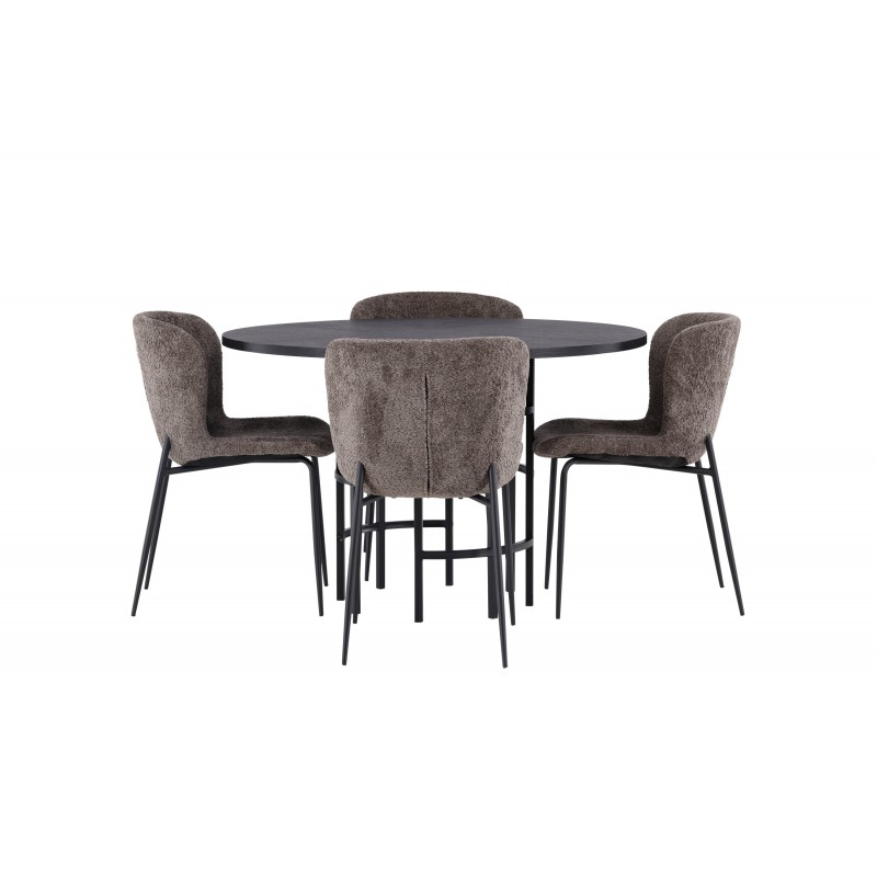 Copenhagen Rundt Spisebordssæt - Beige og Sort