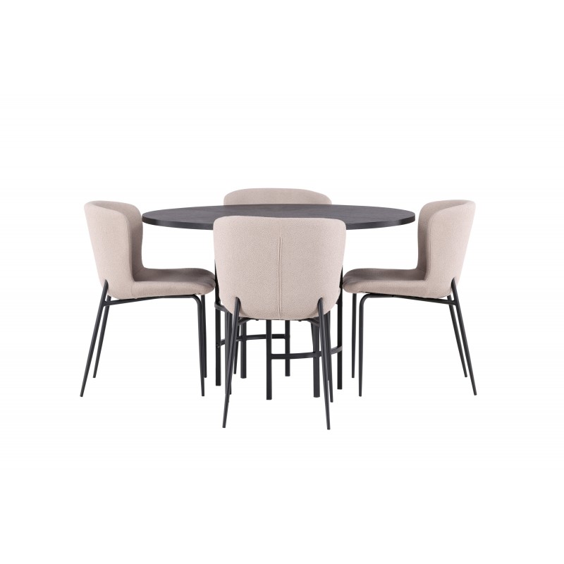 Copenhagen Rundt Spisebordssæt - Sort og Mørkegrå