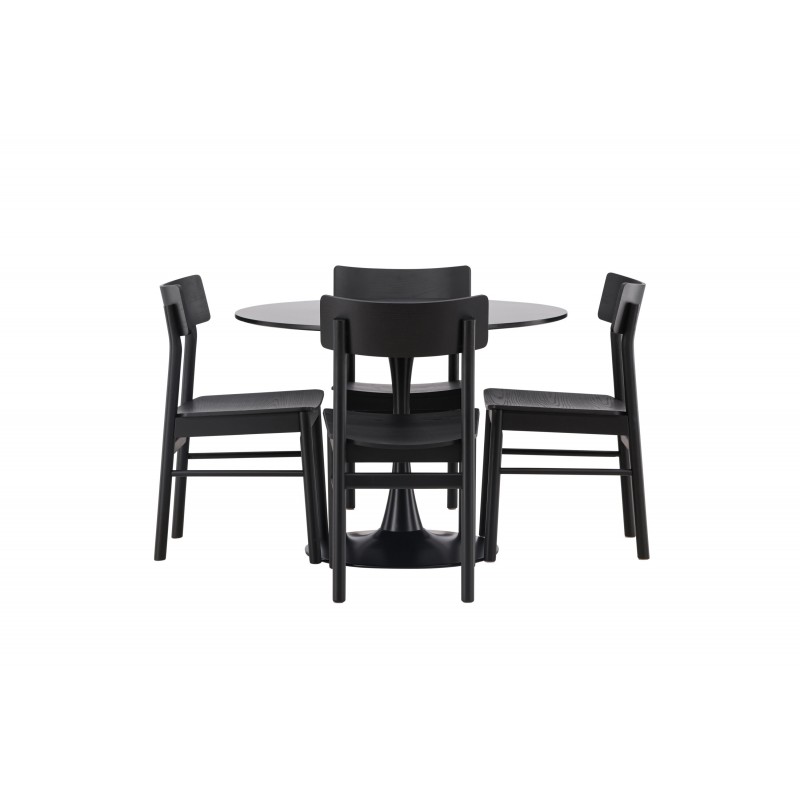 Glade bord og Montros stole spisebordssæt