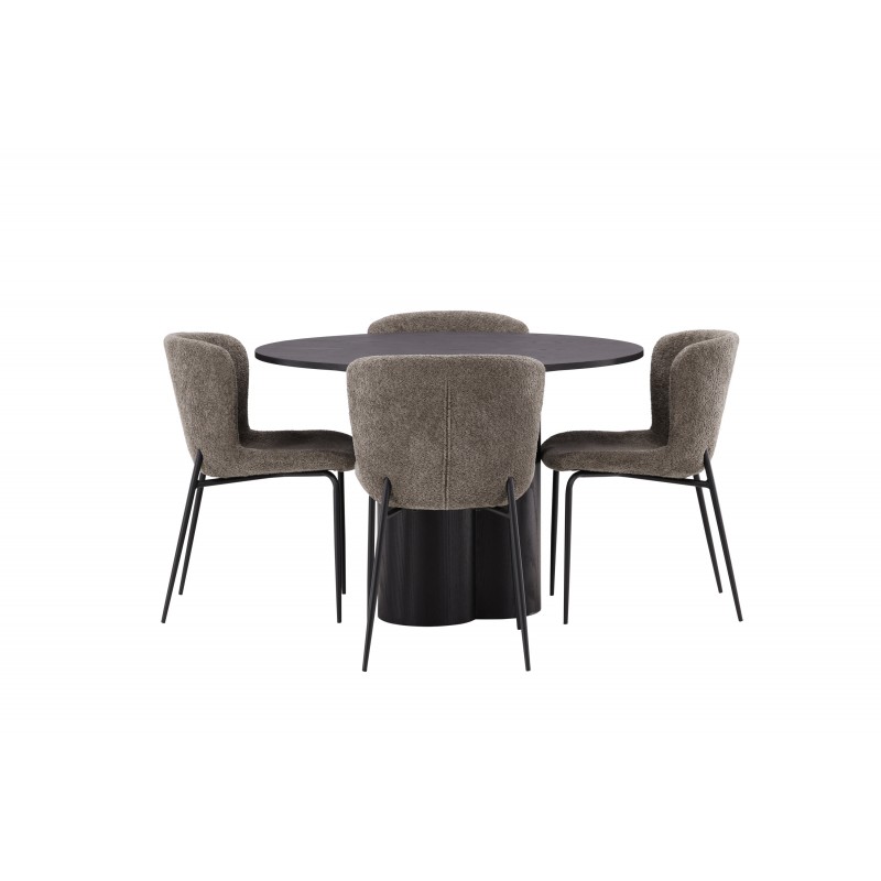 Olivia Rund Spisebordssæt - Beige og Sort