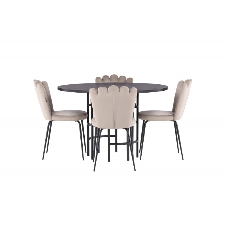 København Rundt Spisebordssæt - Beige og Sort