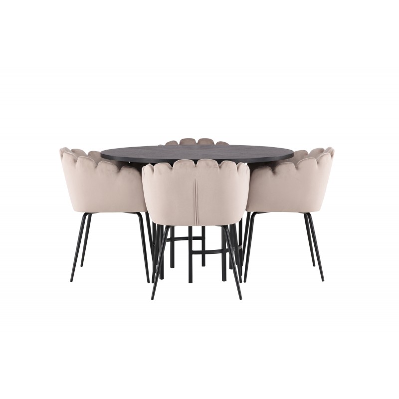 København Rundt Spisebordssæt - Beige og Sort