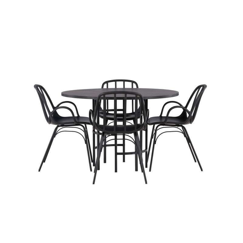 Rundt Spisebordssæt København med Dyron stole  - Sort