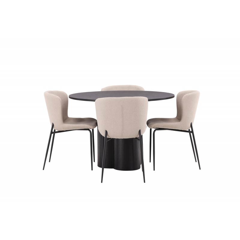 Olivia Rund Spisebordssæt - Sort og Mørkegrå