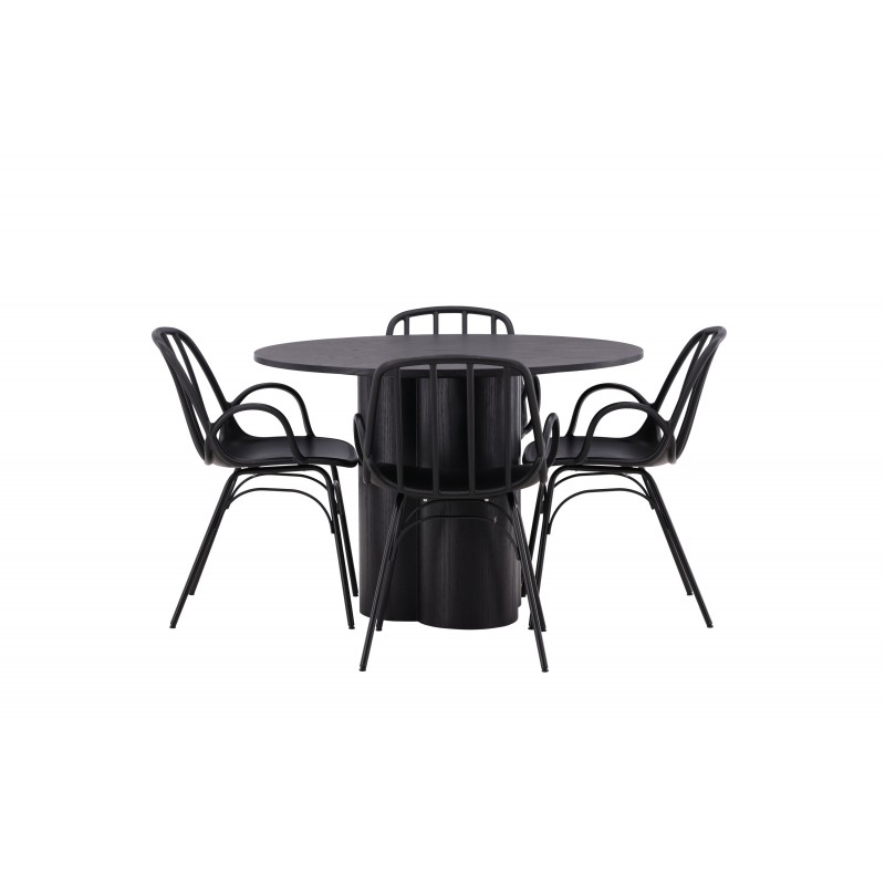 Rundt Spisebordssæt Olivia med stole Dyron - Sort