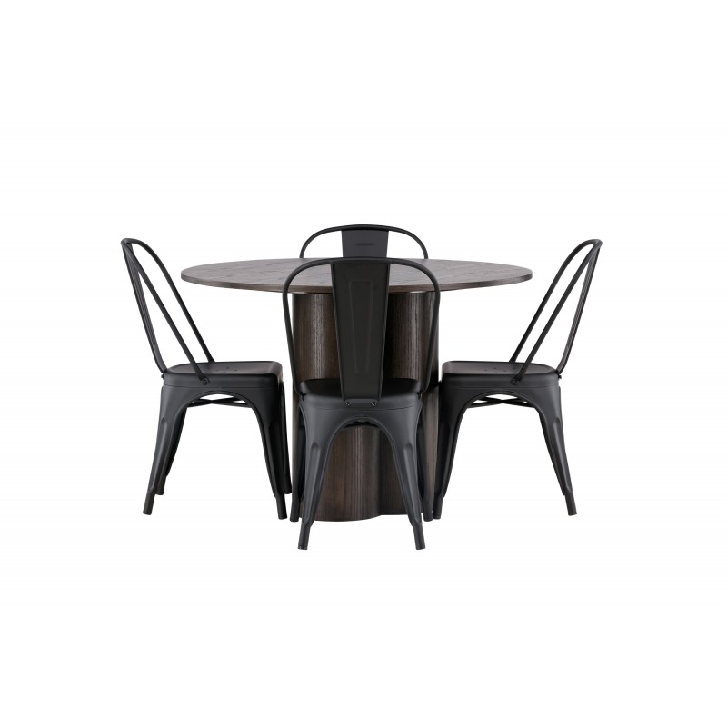 Olivia Rund Spisebordssæt  - Sort og Mocca