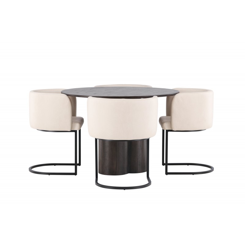 Olivia Rund Spisebordssæt - Beige og Mocca
