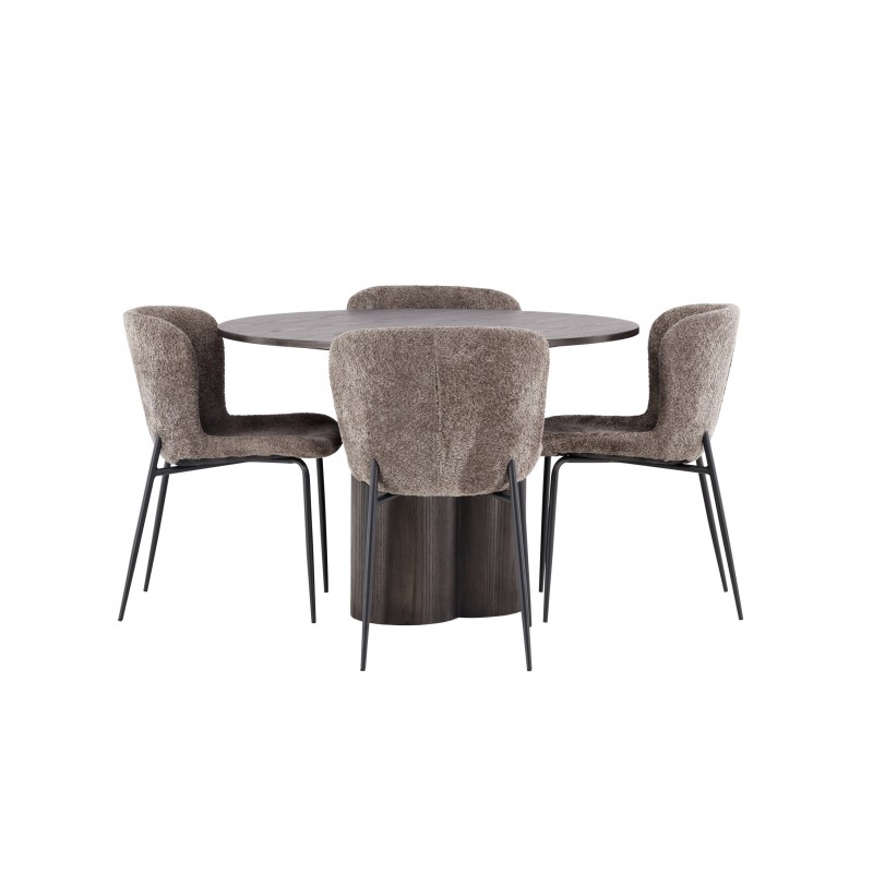 Olivia Rund Spisebordssæt - Mørkegrå og Mocca
