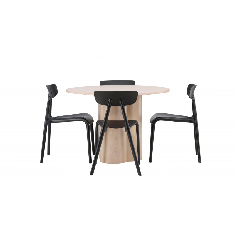 Olivia Rund Spisebordssæt - Sort og Hvid