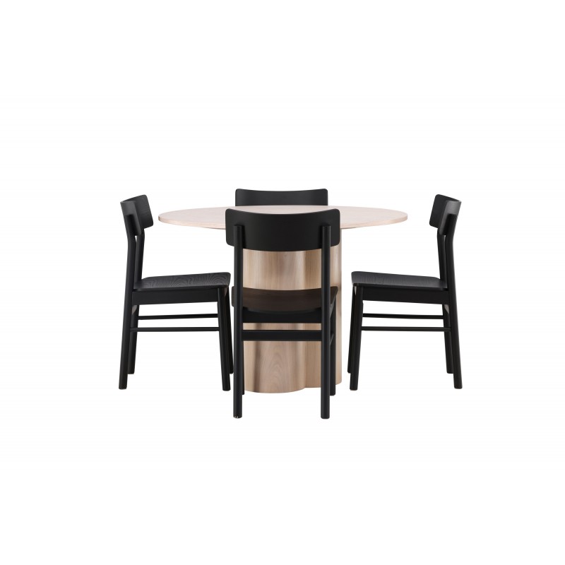 Olivia Rund Spisebordssæt  - Sort og Hvid