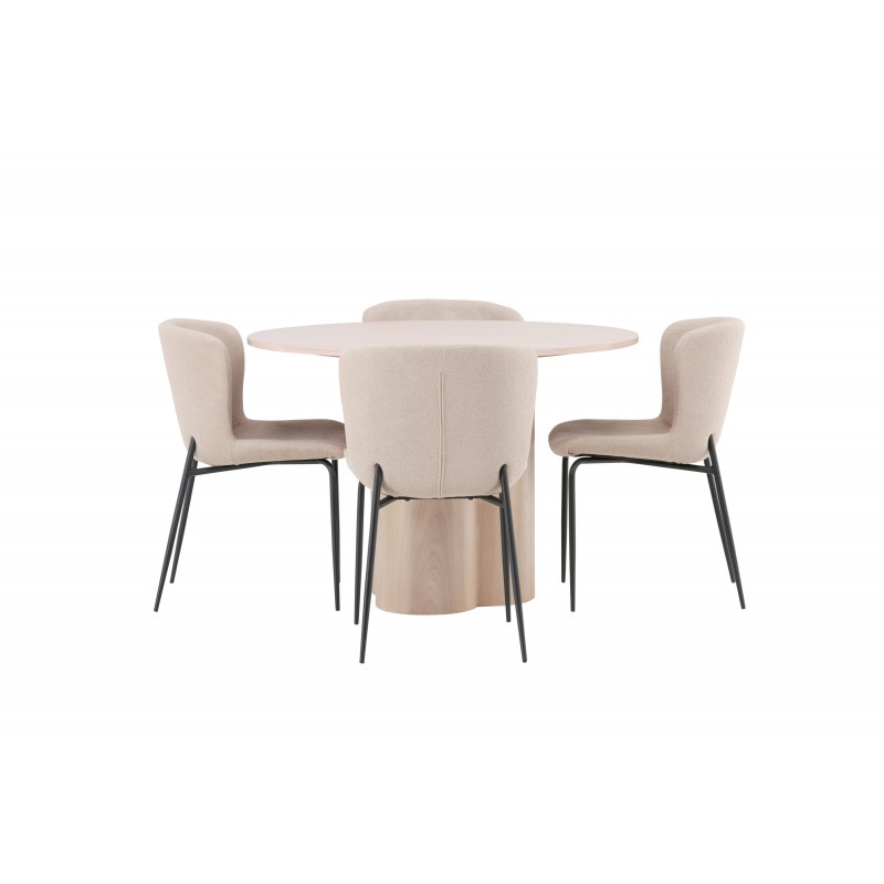 Olivia Rund Spisebordssæt  - Mørkegrå og Hvid