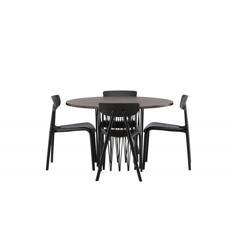 Sten Rundt Spisebordssæt  - Sort og Mocca