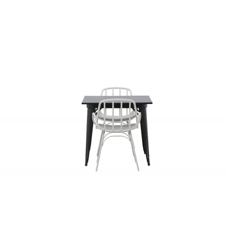 Spisebordssæt Tempe med Spisebordsstole Dyron - Sort og Gråbeige