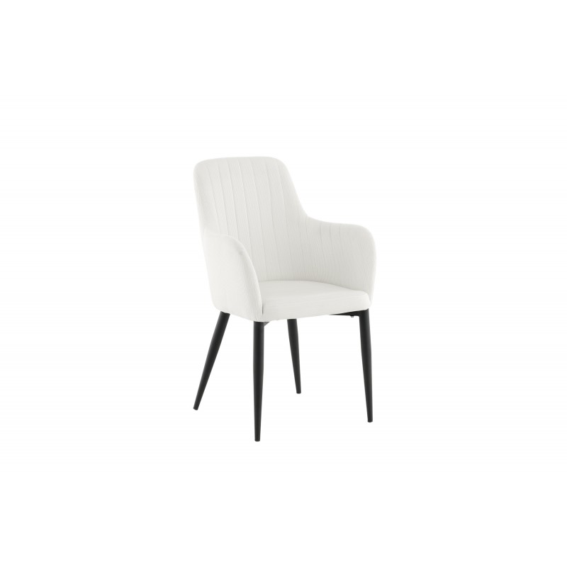 Comfort spisestuestol med armlæn fløjl hvid