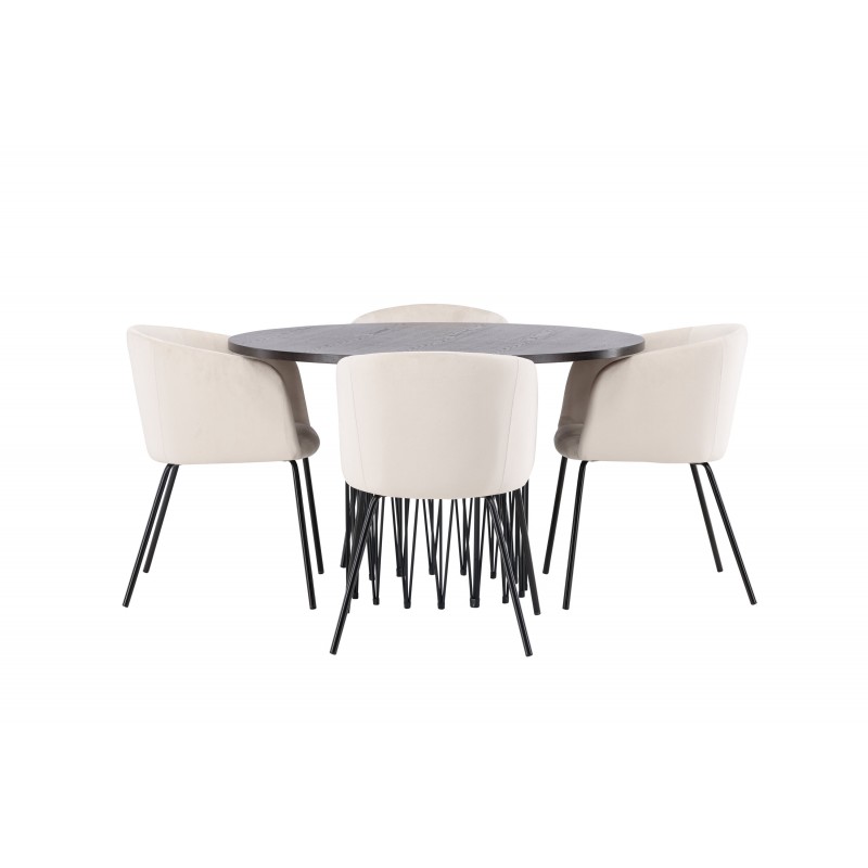 Rundt Spisebordssæt Sten med stole Berit  - Beige og Mocca