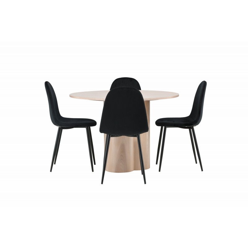 Olivia Rund Spisebordssæt  - Sort og Hvid