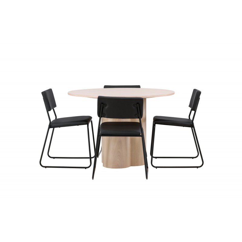 Olivia Rund Spisebordssæt  - Sort og Hvid