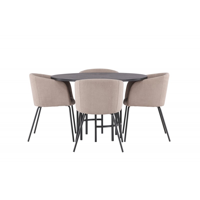 Copenhagen Rundt Spisebordssæt  - Beige og Sort