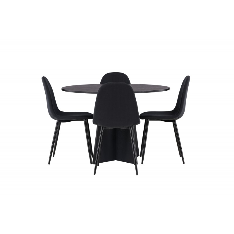 Bootcut Rundt Spisebordssæt - Sort