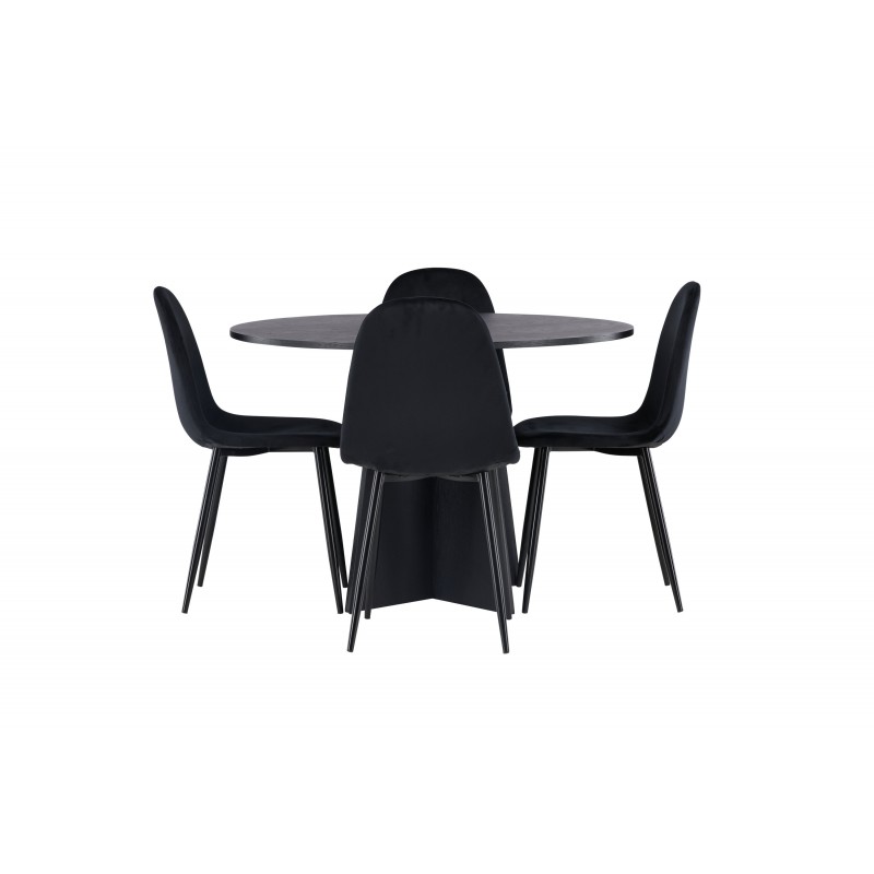 Bootcut Rundt Spisebordssæt - Sort