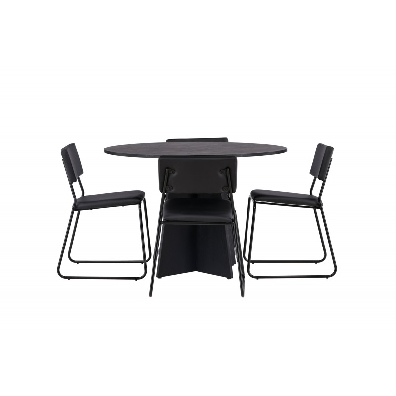 Bootcut Rundt Spisebordssæt  - Sort