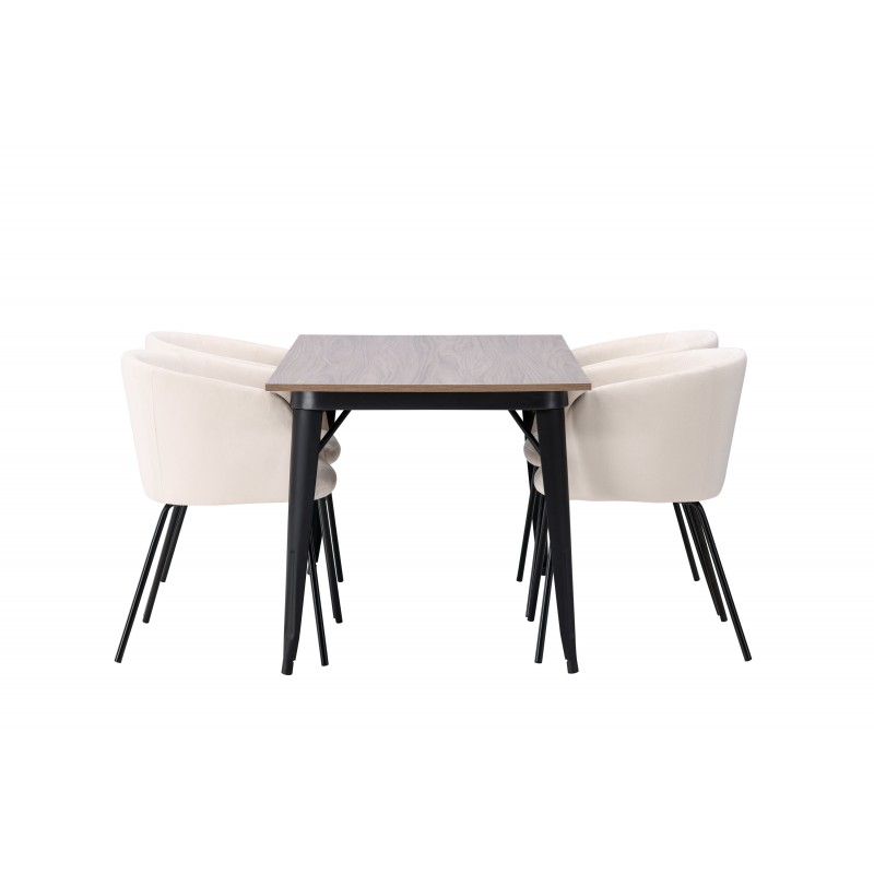 Tempe Spisebordssæt - Beige og Valnød