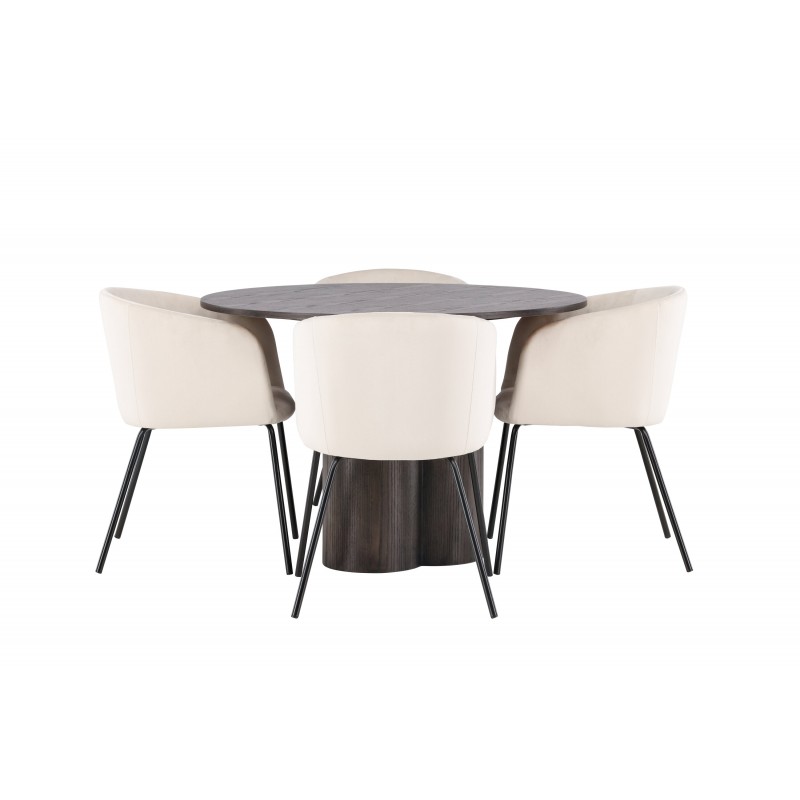 Olivia Rund Spisebordssæt - Beige og Mocca