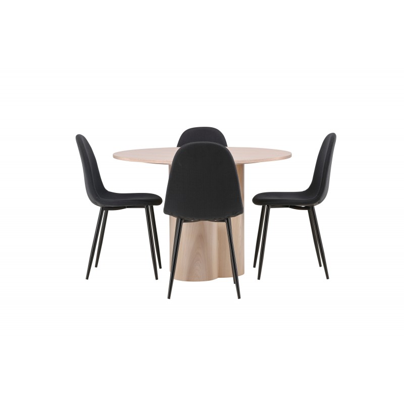 Olivia Rund Spisebordssæt  - Sort og Hvid