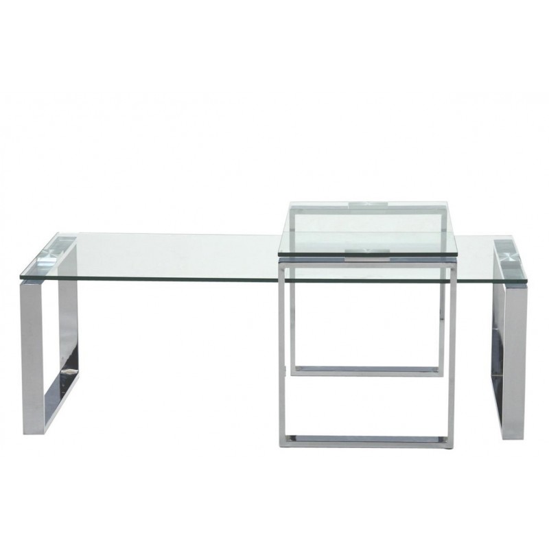 Sofabord Signature Junissa loungebord i hærdet glas med kromstel 115x69 cm