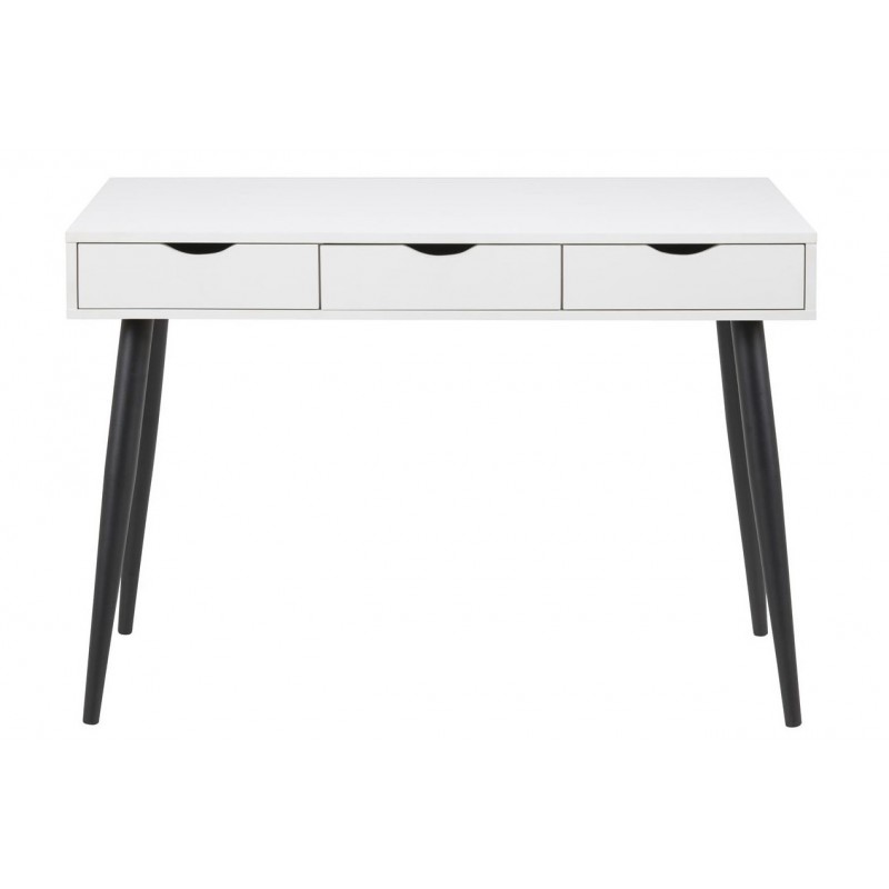Skrivebord Signature Almera 110x50 cm hvid melamin/sort stål med 3 skuffer