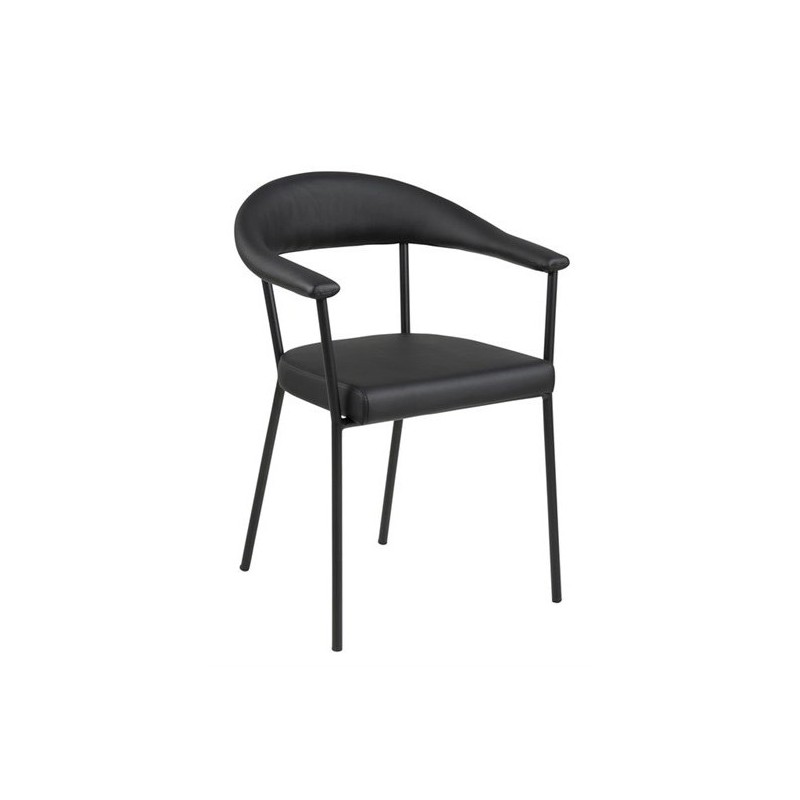 Spisebordsstol med armlæn Signature Ulissa sort PU-læder mat sort stel H77,5ÃB56ÃD52,5