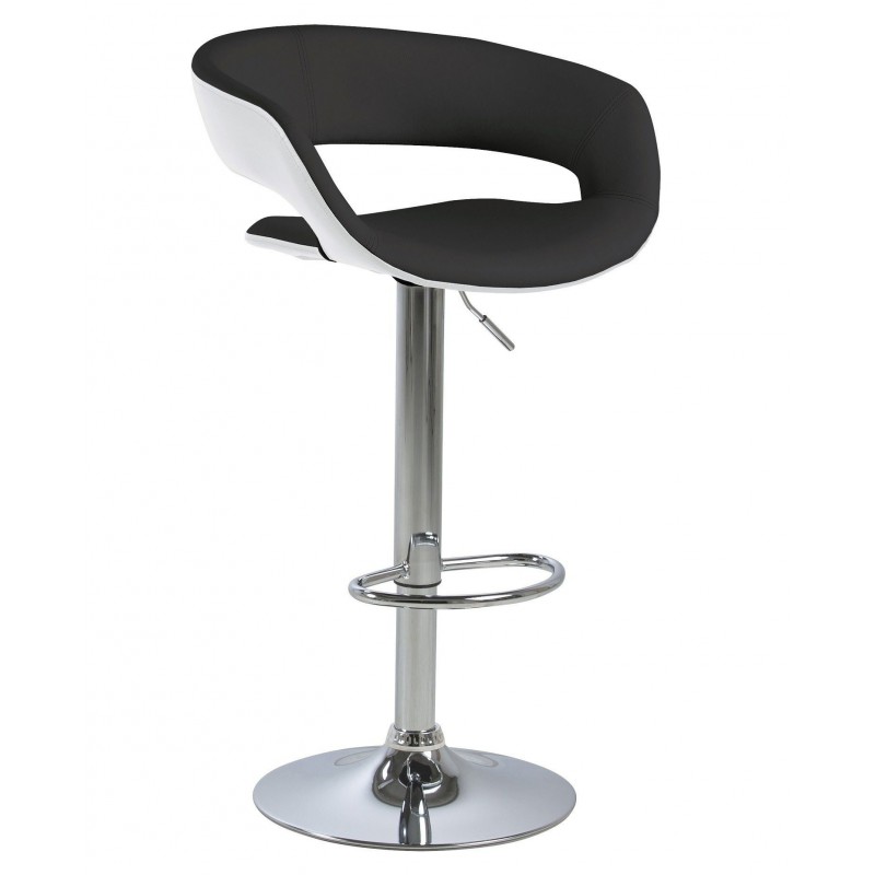 Barstol Signature Clarisse Sort PU-Læder Med Krombelagt Stel, Trompetben, Drejefunktion Og Oval Fodstøtte