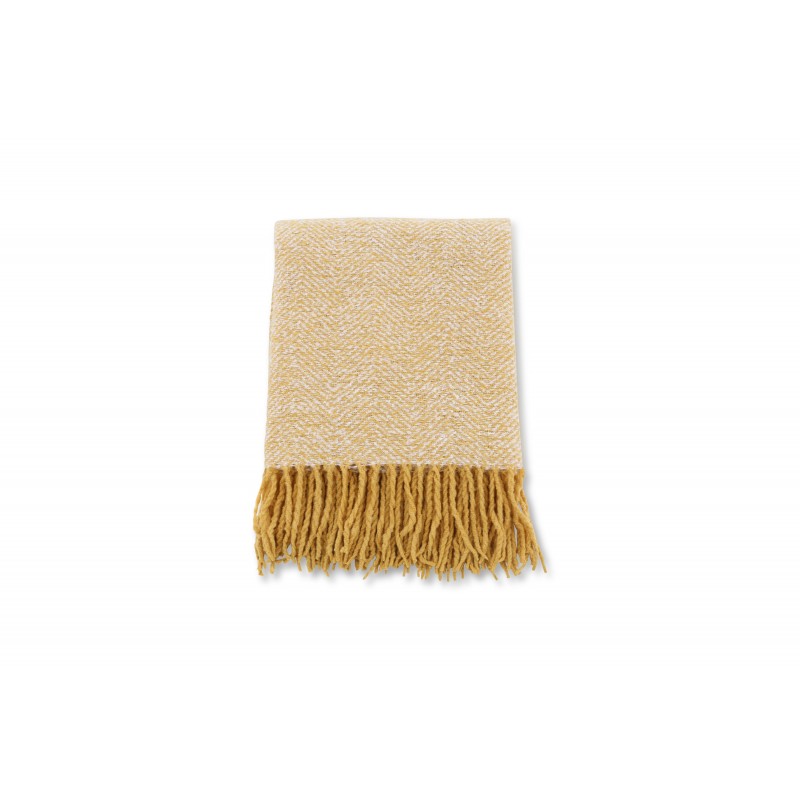 Toby plaid 170x130cm hvid, gul.