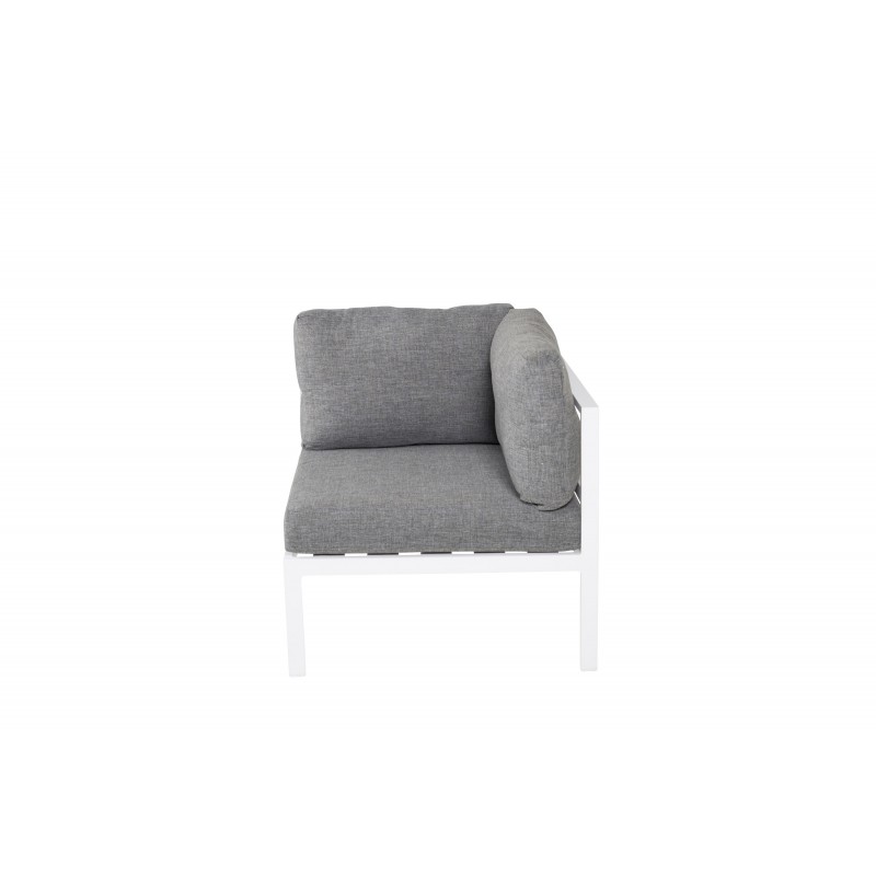 VENTURE DESIGN Copacabana Lyx hjørne modul til havehjørnesofa - grå olefin hynder og hvid aluminium