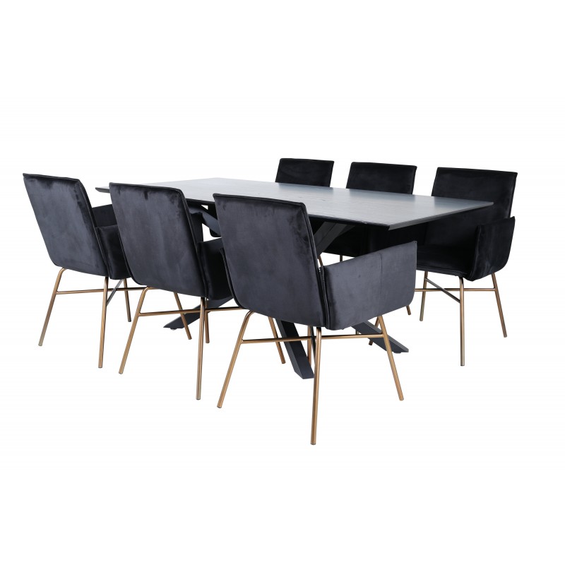 Piazza t Spisebordssæt - Sort og Kobber