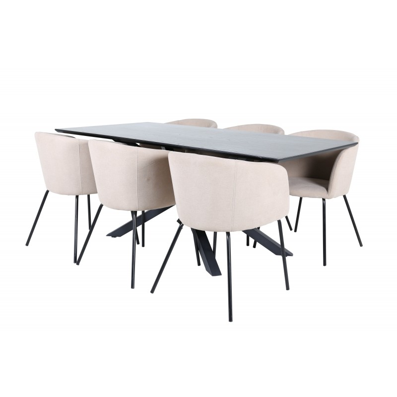 Piazza Spisebordssæt - Beige og Sort