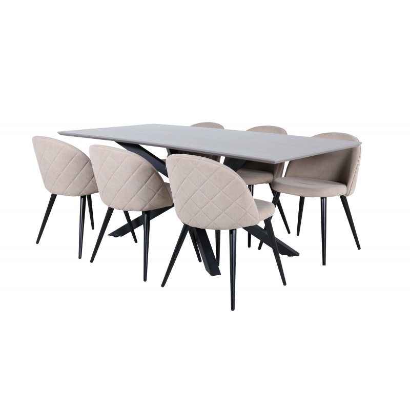 Piazza  Spisebordssæt  - Beige og Sort og Grå