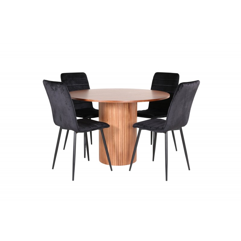 Bianca Rundt Spisebordssæt  - Sort og Natur