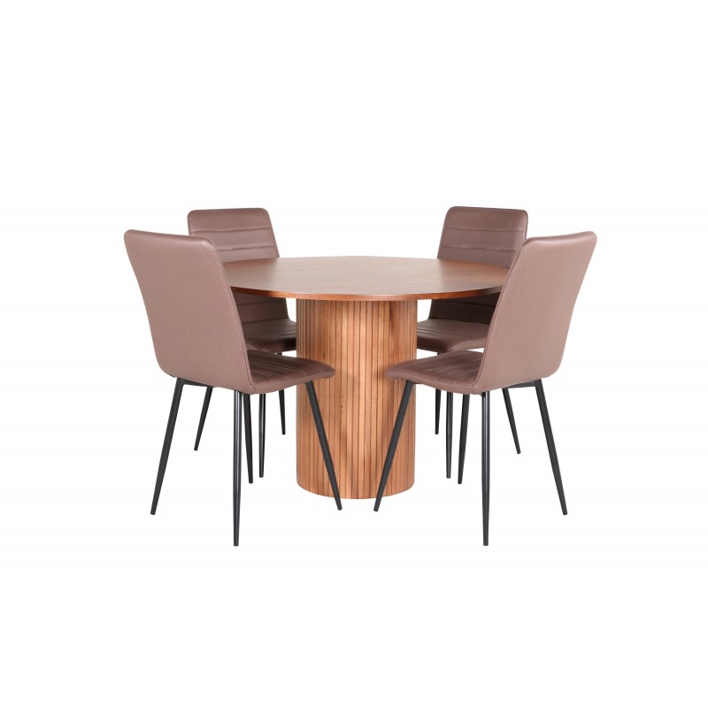 Bianca Rundt Spisebordssæt  - Sort og Brun og - Natur