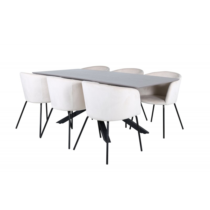 Piazza Spisebordssæt - Beige og Sort og Grå