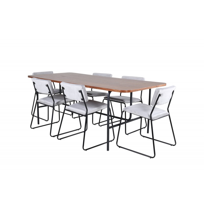 Uno t Spisebordssæt - Sort, Lysegrå og Natur