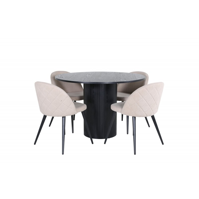 Bianca Rundt Spisebordssæt - Beige og Sort